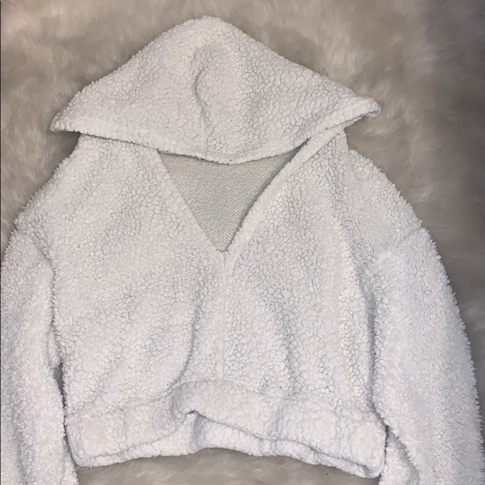 White Fuzzy Cropped Sweater
